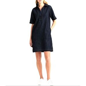 Ralph Lauren Denim Shift Johnny Collar Shirt Dress Medium Short Sleeve MSRP $145